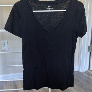 Black V-Neck Women's Top